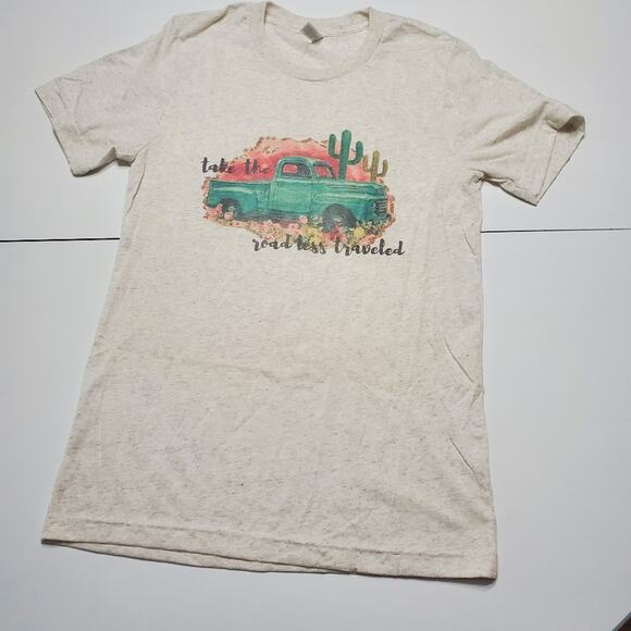 Bella Canvas Tops - Canvas Shirt Womens Blue Truck Cactus Graphic‎ Tee